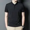 Camisa Polo de Manga Corta de Seda de Morera Sedosa de Verano para Hombres de Mediana Edad, Camiseta de Mediana Edad, Top Transpirable de Seda Helada para Papá