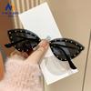 Gafas de sol europeas y americanas de ojo de gato nuevas con incrustaciones de diamantes para mujer, moda de celebridad en línea, montura pequeña moderna, hip-hop, gafas de sol anti-ultravioleta