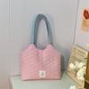 MAY RABBIT bolsa de ombro acolchoada grande capacidade bolsa de lona cor contrastante bolsa de axila bolsa escolar para estudante bolsa de tecido