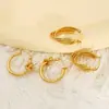 Pendientes Europeos y Americanos de Alta Gama Transfronterizos de Múltiples Capas para Mujer Estilo Ins Fresco de Nicho Pendientes de Acero de Titanio Versátiles de Moda 18K Venta al por Mayor