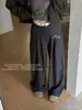 Calça de Terno Casual com Design Reto de Perna Larga e Caimento Solto, Estilo Old Money para Meninas, Cor Contrastante na Cintura, Verão