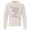 Camiseta de manga comprida com estampa de foto de identidade em retrato vintage com fundo branco, camiseta básica de gola redonda com estética de nicho