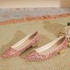 Zapatos de Cristal para Mujer, Tacones Altos Rojos, Tacones Gruesos, Puntiagudos, Zapatos de Moda, Estilo Chino para Boda, Zapatos de Novia de Moda de Dos Usos, Zapatos de Boda