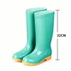 Botas de Lluvia para Mujer de Caña Alta y Tacón Bajo de Primavera y Verano, Zapatos de Goma Impermeables y Antideslizantes para Mujer, Botas de Lluvia Largas de Caña Alta para Cocina, Zapatos de Trabajo para Mujer
