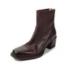 Botines Chelsea de piel de alta calidad, adelgazantes y que realzan la altura, otoño/invierno 2026, tacón alto grueso, punta redonda, piel genuina, botines de tobillo para mujer para ir al trabajo