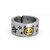 Anel de Rosto Sorridente Diabo Dourado Abertura Moda Personalizado Prata Tailandesa Anel de Estrela Desgastado Anel Vintage Joia