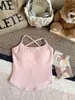 Camisola Versátil Cómoda Cepillada Otoño e Invierno Color Sólido con Almohadilla en el Pecho Espalda Cruzada Espalda Bonita Capa Base Top Interior para Mujer