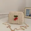 Bolso de Hombro Infantil de Fresa Dibujos Animados Estilo Coreano, Bolso Cruzado Vintage Tejido para Niñas, Lindo Bolso de Cadena Infantil Floral, Moderno