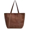 La popular bolsa de asas retro de este año para mujer, nuevo estilo Otoño 2026, color liso, remaches, bolso de un solo hombro, para ir al trabajo, bolso de axila