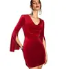 Site Independente de Comércio Exterior Transfronteiriço Vestido Feminino de Veludo Vinho Outono e Inverno Novo Vestido de Alta Qualidade Slim Fit