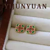 Novedad de Primavera Moda Compacto Gradiente Esmalte Geométrico Pendientes de Botón con un Toque de Nicho de Alta Gama, Versátiles Pendientes de Aguja de Plata para Mujer