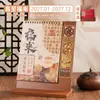 Calendário de Mesa de Madeira Tendência Nacional 2027 com Ilustrações Exquisitas, Ornamento de Mesa de Escritório, Presente Empresarial, Calendário de Mesa Personalizado