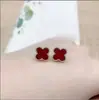 Aretes de Cinabrio 925 Plata de Ley Broqueles Año de Nacimiento Rojo-Púrpura Cuentas de la Suerte para Mujer Aretes de Frijol Rojo Aretes Populares