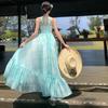 Mint Mambo Lindo Vestido de Praia com Alças Vestido Longo Feminino Férias de Verão com Bojo Elegante Vestido de Fada de Alta Qualidade