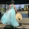 Vestido de Playa Menta Mambo con Tirantes y Almohadillas en el Pecho Elegante de Gama Alta Estilo Hada para Verano