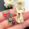 Impresión de Gota de Aceite Transfronteriza Lindo Gato Dibujo Animado Animal Colgante DIY Pulsera Collar Llavero Accesorios de Joyería