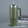 Taza de vacío de acero inoxidable 304 transfronteriza 40 oz Taza para coche al aire libre con pajita taza para helado coche gran capacidad asa Taza