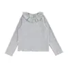 Camiseta Wulibu Yi para meninas 2026 outono nova manga longa gola com babado camisa básica moda tendência para meninas