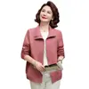 Casaco Jaqueta de Meia-Idade para Mães, Cor Sólida Gola Virada para Baixo, Blusa Feminina de Meia-Idade, Cardigã Casual Trench Coat Elegante e Rejuvenescedor