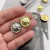 Palacio Xiaoxiang Estilo Raya Dorada Imitación Botón Metálico Abrigo Abrigo de Lana Floral Grueso Suéter Ropa de Mujer Botón Decorativo