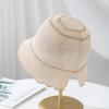 Chapéu de Tricô Feminino Verão Linha Dupla Vazado Chapéu Pescador 2025 Novo Chapéu de Lã Tricotado para Rosto Chapéu Balde Pequeno Tendência