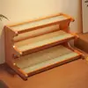 Estantería de Almacenamiento de Mimbre de Plástico para Oficina, Plantas Verdes, Mirador, Balcón, Soporte Pequeño para Flores con Drenaje, Estante de Exhibición de Escritorio de Múltiples Niveles Estilo Escalera