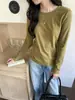 Camiseta de Manga Longa Huang Zheng Estilo Coreano Básico Look Emagrecedor Camisa Base para Mulheres 124Tt7008