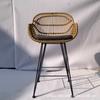 Mesa y silla de ratán nórdicas para alojamiento y desayuno, silla de ratán de hierro para ocio al aire libre, silla de bar, balcón, silla de comedor extraíble de tres piezas