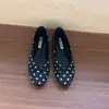 Sapatos Rasteiros Retro de Bolinhas com Bico Baixo para Mulheres com Laço Sapatos Mary Jane Sapatilhas Slip-On para Todas as Estações