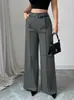 Pantalones de Traje Casual Elegantes de Trabajo para Mujer de Pierna Recta Sueltos de Cintura Alta, Novedad Otoño e Invierno 2025 Europeos y Americanos Transfronterizos