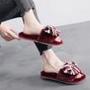 Sapatos de Algodão Quentes e Grossos com Solado Grosso Estilo Coreano Fofo de Pelúcia Chinelos de Algodão com Laço Outono e Inverno Sapatos Lua Chinelos Roupa Feminina