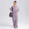Moda Modal para Viajar Ropa de Gimnasia de Dos Piezas de Gama Alta con Caída Pantalones Rectos de Pierna Ancha Traje Deportivo Casual para Mujer