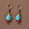 Aretes Turquesa Bohemios Europeos y Americanos Retro Búho Geométricos Atrapasueños Pluma Borla Aretes Mujeres
