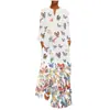 Aliexpress Vestido Novo Feminino Estampa Borboleta Pintura a Tinta Decote V Manga Longa Bolso Vestido de Verão 9635A