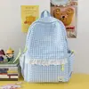 Mochila Estilo Suave Cuadros Azules Sal Marina Borde de Encaje Japonés Mochila Escolar Primaria para Niñas para Ir a la Escuela