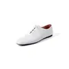 Nuevos Zapatos Blancos 2025 para Mujer Punta Redonda Retro con Cordones Planos Zapatos de Ballet de Caña Baja Completamente de Cuero Zapatos para Mujer