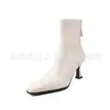 Botas súper elásticas para mujer, adelgazantes, botines sencillos, punta cuadrada, cremallera trasera, tacón alto fino, botas de mujer otoño e invierno, estilo coreano, botines elásticos, talla 40