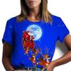 Roupas Populares Europeias e Americanas Transfronteiriças Camiseta Básica Estampada de Natal 2025 Gola Redonda Manga Curta Suéter Camiseta Tendência para Mulheres