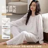 Gaze simples de algodão puro para maternidade, novo estilo primavera e outono, para gestantes antes e depois do parto, pijamas para amamentação, roupas de casa, conjunto de duas peças