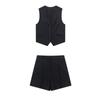 Atacado Roupa de Trabalho Transfronteiriça Europeia e Americana Nova Primavera e Verão Conjunto Feminino de Regata de Linho + Shorts, Confortável e Respirável