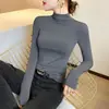 Camiseta Básica de Modal con Cuello Semi-alto para Mujer, Ropa Interior para Primavera, Otoño, Invierno 2025, Nueva, de Alta Gama, Negra, Elegante, Moda, Top