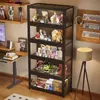 Vitrina para el Hogar para Figuras, Gabinete de Almacenamiento de Piso de Acrílico para Modelos de Juguete Lego con Luces y Cerradura, Vitrina Transparente