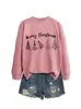Amazon eBay site independente moda personalizada versátil feminina Feliz Natal outono e inverno nova blusa de moletom
