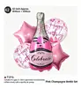 Balão Metalizado Garrafa de Champanhe Rosa, Adereço para Cabine de Fotos de Festa de Aniversário de Princesa, Decorações com Atmosfera Feminina