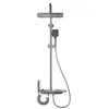 Set de Cabezal de Ducha, Todo Cobre, Pantalla Digital Termostática para Hogar, Boquilla Presurizada, Teclas de Piano, Gris Pistola, Luz Ambiental de Baño