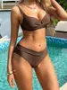 Bikini Sexy de Color Sólido de Nuevo Estilo Europeo y Americano Traje de Baño Bikini para Resort de Aguas Termales Playa Costa Venta Transfronteriza Amazon