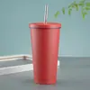 Copo Térmico de Aço Inoxidável 304 com Dupla Camada a Vácuo, Cor Macaron, Transfronteiriço, Portátil para Carro, com Borda Dourada, Copo com Canudo, Copo de Café