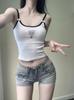 Estilo Desejo Puro Branco Laço Regata Pequena Feminina Verão Fina Roupa Exterior Doce Sexy Top Interno