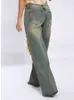 Pantalones vaqueros anchos de lavado retro transfronterizos, jeans rectos casuales de moda sueltos para mujer