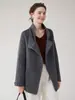 Abrigo de Lana de Doble Cara Estilo Coreano para Mujer Patrón de Espiga Ropa para Ir al Trabajo de Alta Gama 100% Lana Pura Cuello Alto Abrigo de Lana